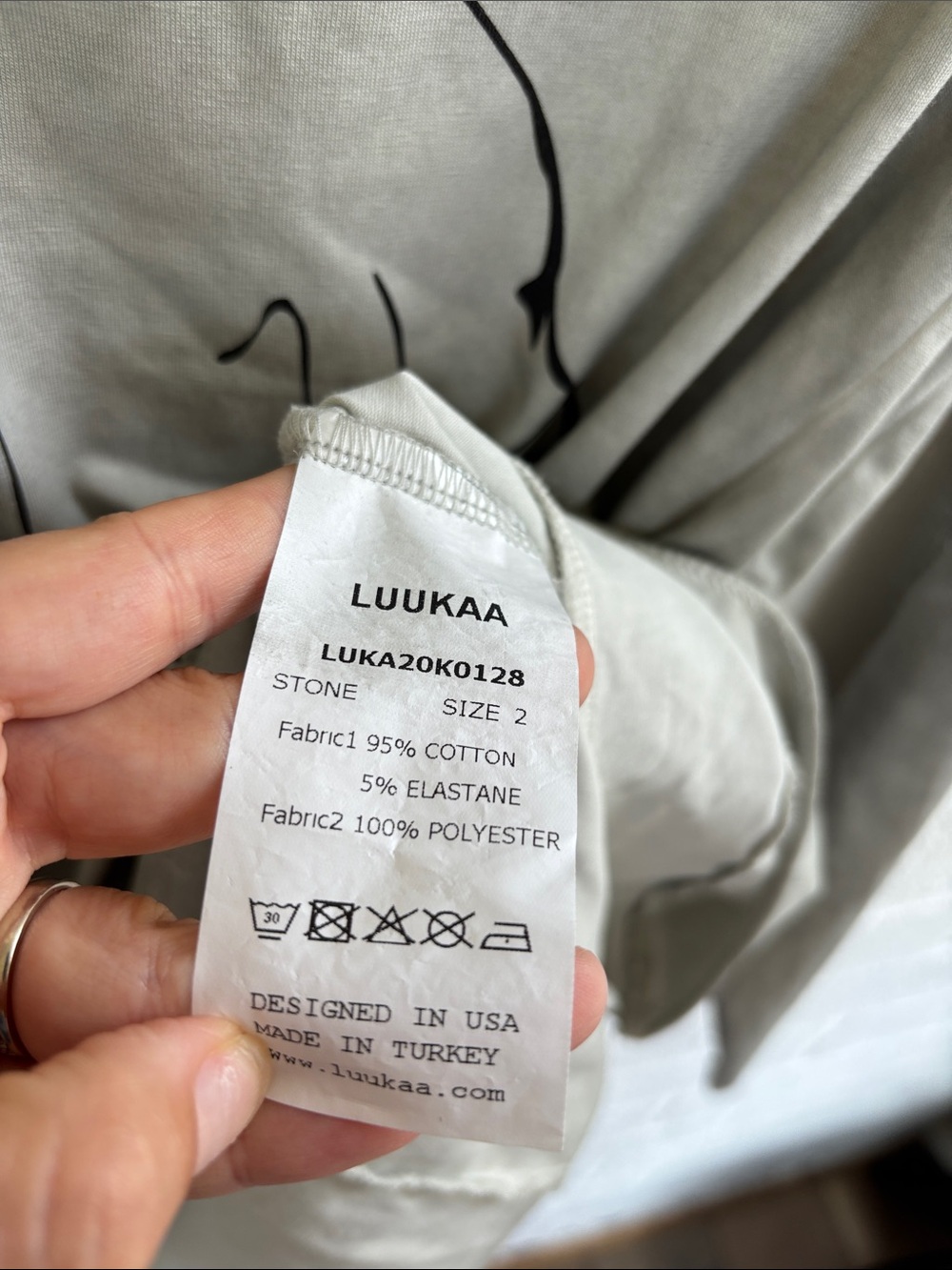 Luukaa Abstract Stretch Gray Long Sleeve Tee sz 10 - Picture 4 of 5
